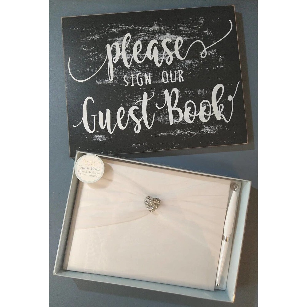 🌈 Victoria Lynn White Wedding Guest Book Bundle Of 2 NWT